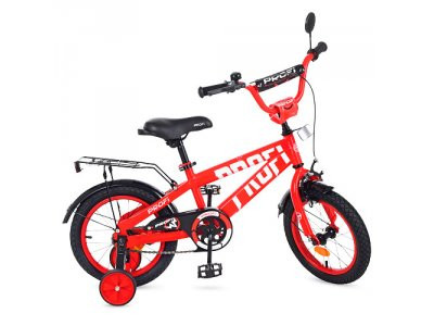 Велосипед детский PROF1 12д. T12171 (1шт) Flash,красный,звонок,доп.колеса