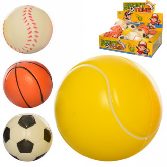 Мяч детский фомовый E4005 (288шт) 9,5см, 12шт(4 вида)в дисплее, 38-28-10см
