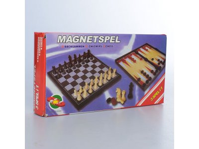 Шахматы THS-066 (120шт) 3в1, магнитные(шахматы), в кор-ке, 19,5-10-3см