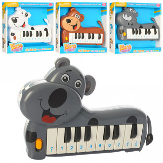 Пианино 889-8-11-13-17 (108шт) собачка, 2режима(муз,ноты), 4 вида, на бат-ке, в кор-ке, 20-19-3,5см