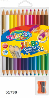 Карандаши &quot;JUMBO&quot; цветные, круглые, 12шт.=24 цвета, ТМ Colorino