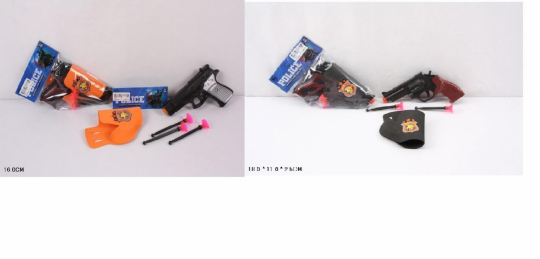 Полицейский набор 07-3/07-9 (480шт/2) 2 вида, пистолет, кабура, присоски, в пакете 18*11*2, 5 см Фото