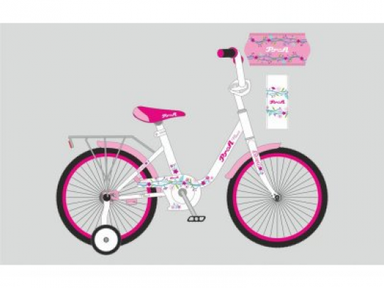 Велосипед детский PROF1 16д. Y1685 (1шт) Flower, бело-розовый,звонок,доп.колеса Фото