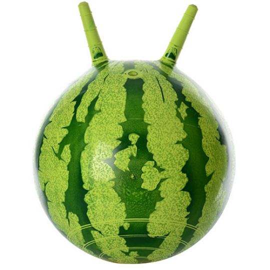 Мяч для фитнеса-38см MS 0473 (25шт) с рожками, арбуз, 310г, в кульке, 19-13-5см Фото