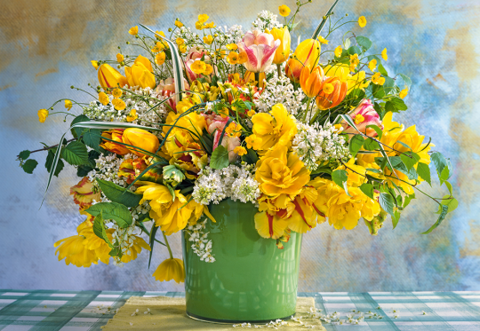 Пазл Castorland Весенние цветы в зелёной вазе, 1000 элементов Фото