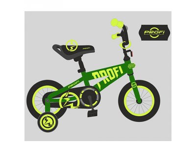 Велосипед детский PROF1 14д. T14173 (1шт) Flash,салатовый,звонок,доп.колеса