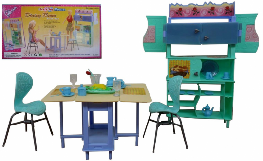 Мебель &quot;Gloria&quot; для столовой, стол, стулья, буфет, посуда, в кор. 32*17*7см (36шт/3) Фото