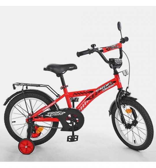 Велосипед детский PROF1 14д. T1431 (1шт) Racer,красный,звонок,доп.колеса Фото