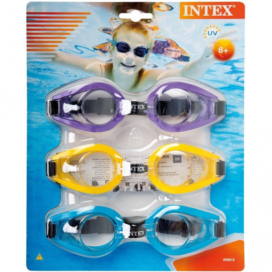 Intex 55612 очки для плавания от 8лет набор 3 штуки в наборе Фото