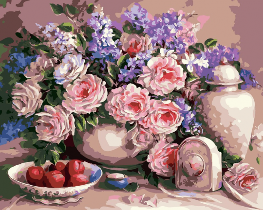 Роспись по номерам &quot;Чайные розы&quot; в кор. 40*50см, ТМ ArtStory Фото