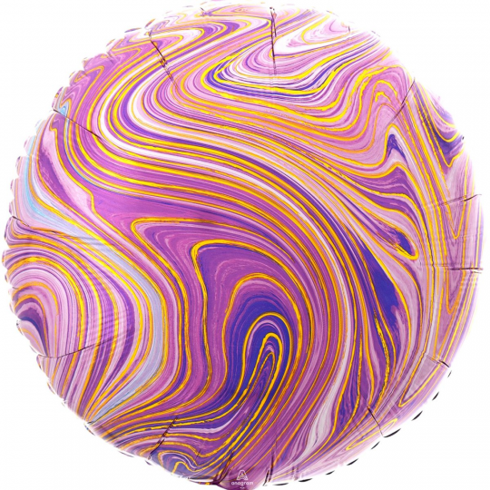 Фольгированные шары с рисунком 3202-2725 а 18&quot; круг агат фиолетовый purple marble s18 Фото