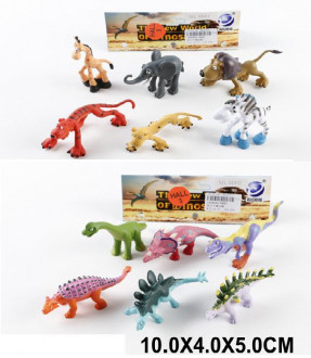 Животные 8881/2 (144шт/2) динозавры, 2 вида, 6 шт в пакете 10*4*5см