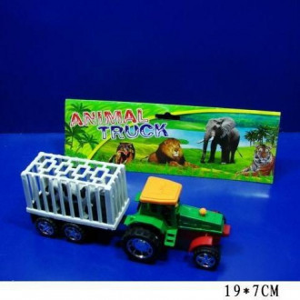 Трактор инерц A900 (180шт/2) с прицепом, животным, в пакете 19*7см