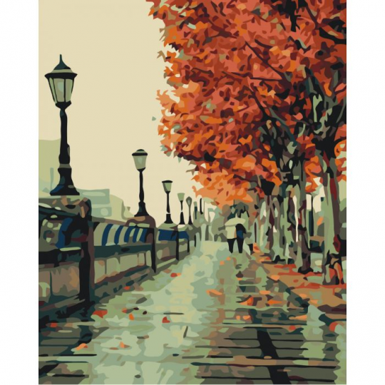Картина по номерам Городской пейзаж &quot;Осенний сквер&quot;, в термопакете 40*50см Фото