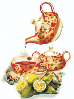 Роспись по номерам &quot;Чай с лимоном&quot; в термопакете 40*50см, ТМ ArtStory