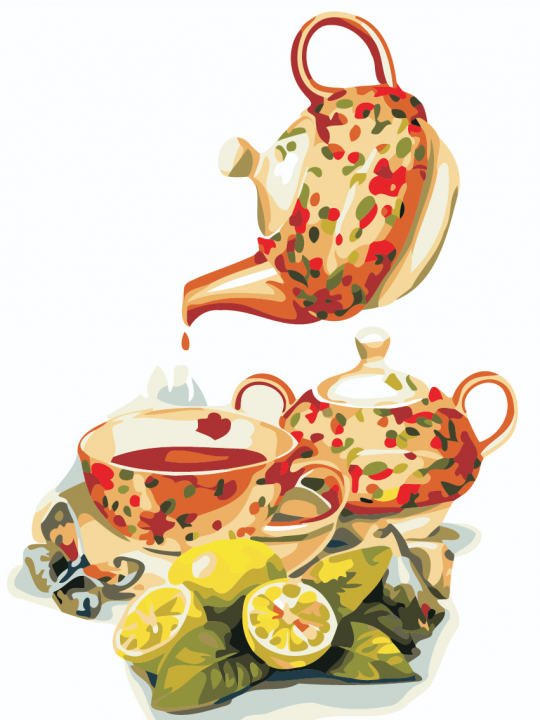 Роспись по номерам &quot;Чай с лимоном&quot; в термопакете 40*50см, ТМ ArtStory Фото
