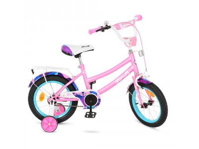 Велосипед детский PROF1 14д. Y14162 (1шт) Geometry, розовый(мат),звонок,доп.колеса