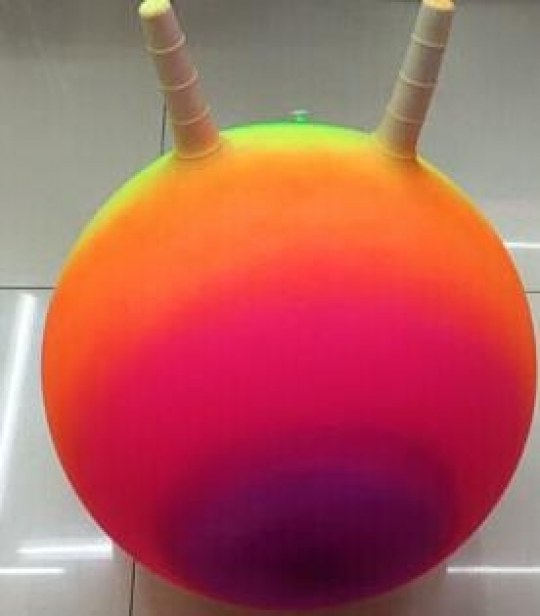Мяч для фитнеса ND105  цвет радуга, рожки, 55см 350г Фото