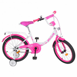 Велосипед детский PROF1 18д. Y1814 (1шт) Princess,бело-малинов.,звонок,доп.колеса