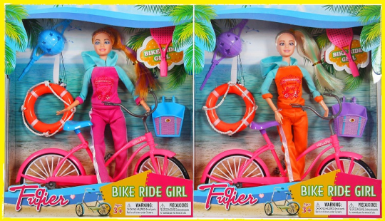 Кукла типа &quot;Барби&quot;2 вид,с велосип,шлем, спасат.кругом,в кор.29*8,5*33см /24-2/ Фото