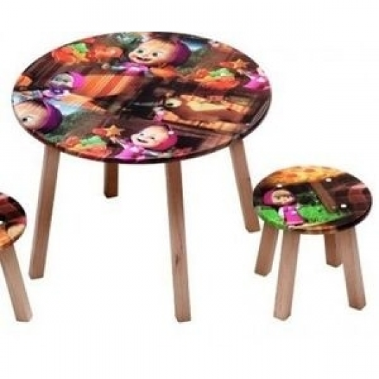 Набор мебели круглый стол и 2 стула Маша с леденцом Фото