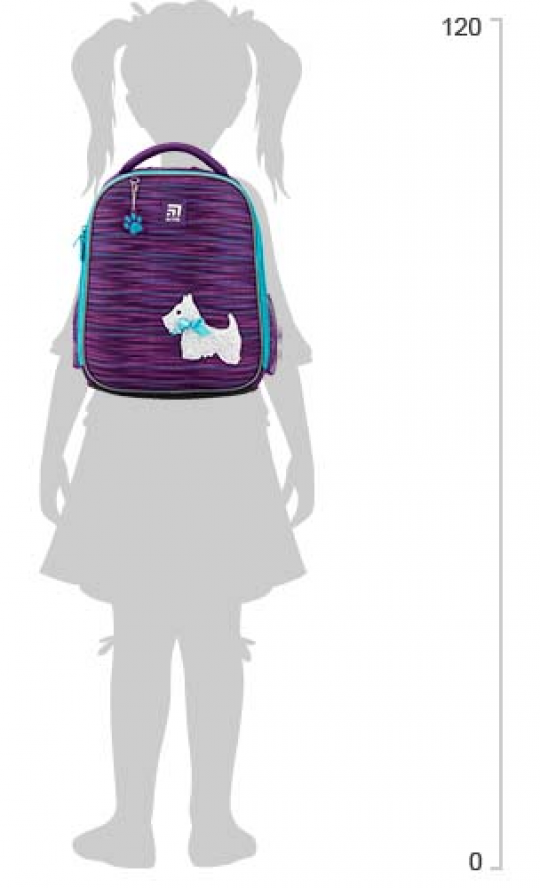 Рюкзак школьный каркасный Kite Education Cute puppy для девочек 790 г 35 x 26 x 13.5 см 18 л Фиолетовый (K20-555S-3) Фото