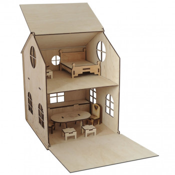 Деревянный Игровой домик с комплектом игрушечной мебели.