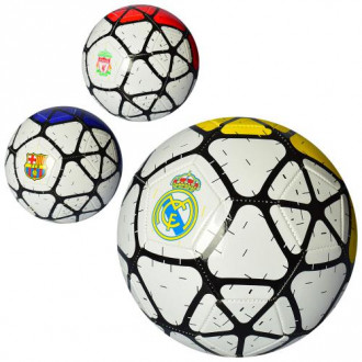 Мяч футбольный размер 5, ПВХ 1, 8мм, 2слоя, 32панели, 300*320г, 3вида(клубы), в пак.(30шт)