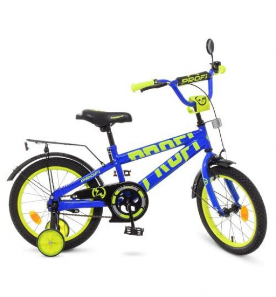 Велосипед детский PROF1 18д. T18175 (1шт) Flash, синий,звонок,доп.колеса Фото