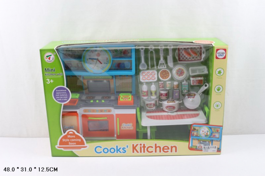 Кухня K1601A-3 (12шт) газ.плита, часы, мебель, посуда, в кор. 48*13*31см Фото
