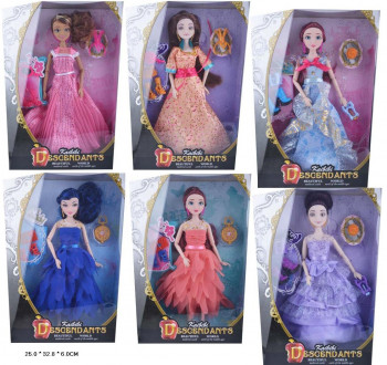 Кукла &quot;Descendants Disney &quot; BLD032/BLD032-1/2 (60шт/3) 6 видов, в бальных платьях, шарнир, в кор.25*6*33с