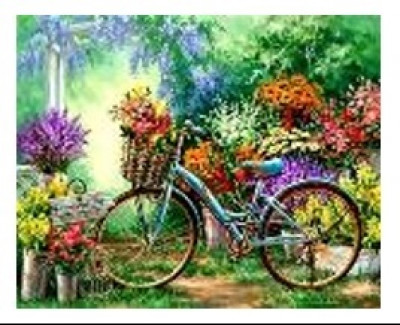 Картина по номерам &quot;Велосипед с цветами&quot; 40*50см,крас.-акрил,кисть-3шт.(1*30)