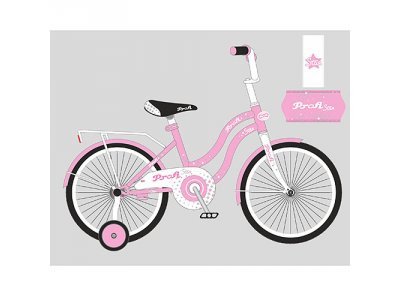 Велосипед детский PROF1 12д. L1291 (1шт) Star, розовый,звонок,доп.колеса