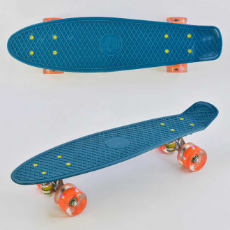 Скейт Пенни борд 3030 (8) Best Board, БИРЮЗОВЫЙ, СВЕТ, доска=55см, колёса PU  d=6см