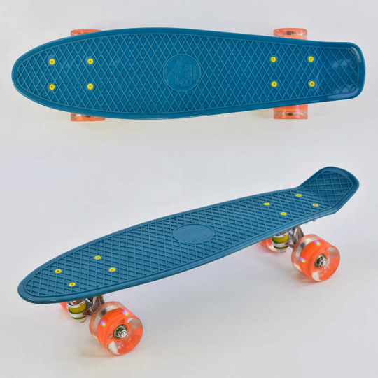 Скейт Пенни борд 3030 (8) Best Board, БИРЮЗОВЫЙ, СВЕТ, доска=55см, колёса PU  d=6см Фото