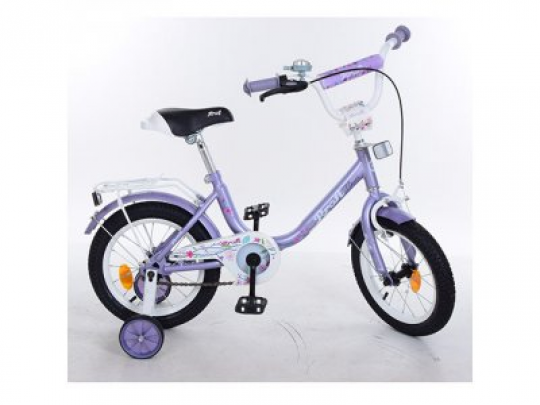 Велосипед детский PROF1 14д. Y1483 (1шт) Flower, фиолетовый,звонок,доп.колеса Фото