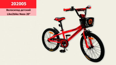 Велосипед детский 2-х колес.20'' Like2bike Neos, красный, рама сталь, со звонком, руч.тормоз, сборка 75