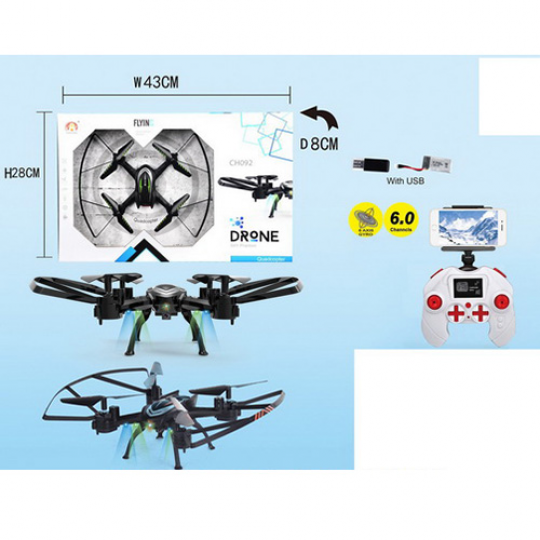 Квадрокоптер CH092W (6шт) р/у, аккум,21см,камера,свет, USBзар, 2цв, в кор-ке,43-28-8см Фото