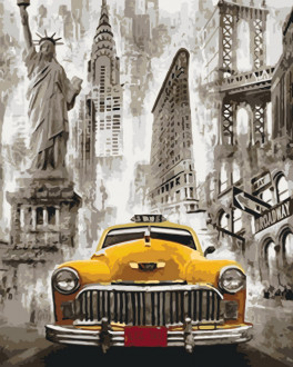 Роспись по номерам Городской пейзаж &quot;Такси Нью-Йорка&quot;, в термопакете 40*50см