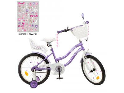 Велосипед детский PROF1 18д Y1893-1K (1шт) Star,SKD75,сирен,звонок,фонарь,корз,сид куклы,доп.кол