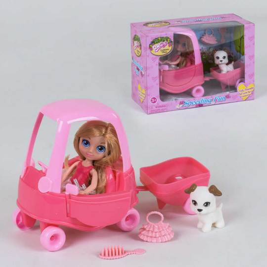 Кукла с машиной 57030 (36/2) с питомцем, в коробке Фото