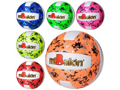 Мяч волейбольный MS 1944 (30шт) офиц.размер, ПВХ, 3мм, 260-280г, 6цветов,в кульке