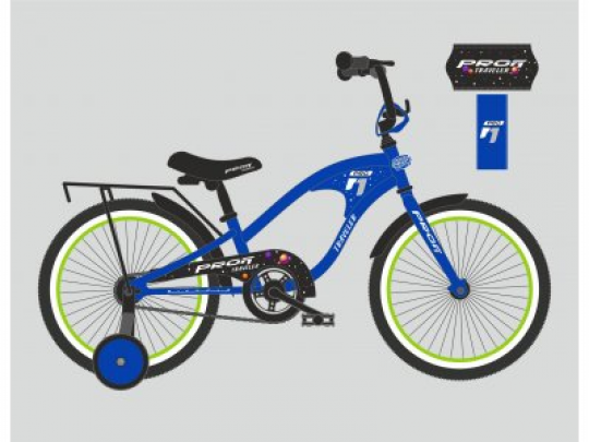 Велосипед детский PROF1 14д. Y14182 (1шт) TRAVELER,синий,звонок,доп.колеса Фото