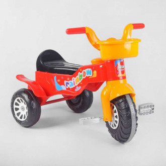 Велосипед трёхколёсный 07-116 (1) “Pilsan” цвет Красно-желтый, пластиковые колеса с прорезиненной накладкой, пищалка, корзинка, в пакете