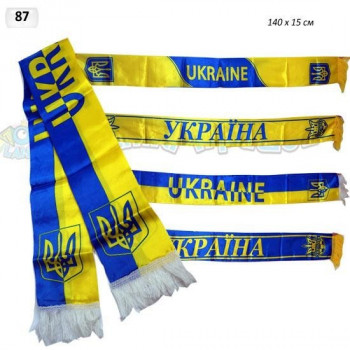 Шарф болельщика футбольный желто-голубой &quot;Украина &quot; 4 вида, тканевый