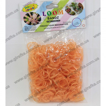 Набор резиночек для плетения 600 штук оранжевые с глиттером+аромат