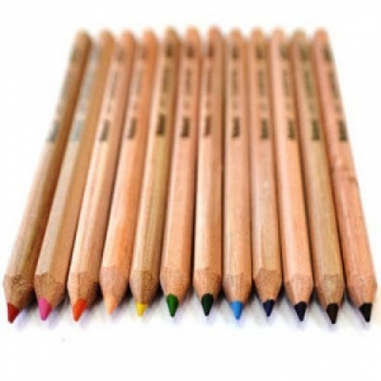Цветные толстые карандаши MARCO Natural Jumbo 12 цветов  сточилкой Фото