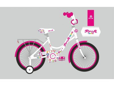 Велосипед детский PROF1 18д. Y1825 (1шт) Bloom, бело-малинов.,звонок,доп.колеса