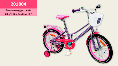 Велосипед детский 2-х колес.18'' Like2bike Eveline, фиолетовый, рама сталь, со звонком, руч.тормоз, сборка 75