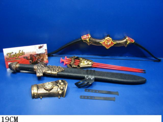 Набор оружия 6655A/6655B (60шт/2) меч, лук и стрелы, ...в пакете 19см Фото